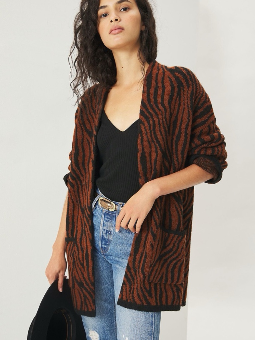 Anthropologie | Maeve Menagerie Brown Zebra Print Cardigan - Size L